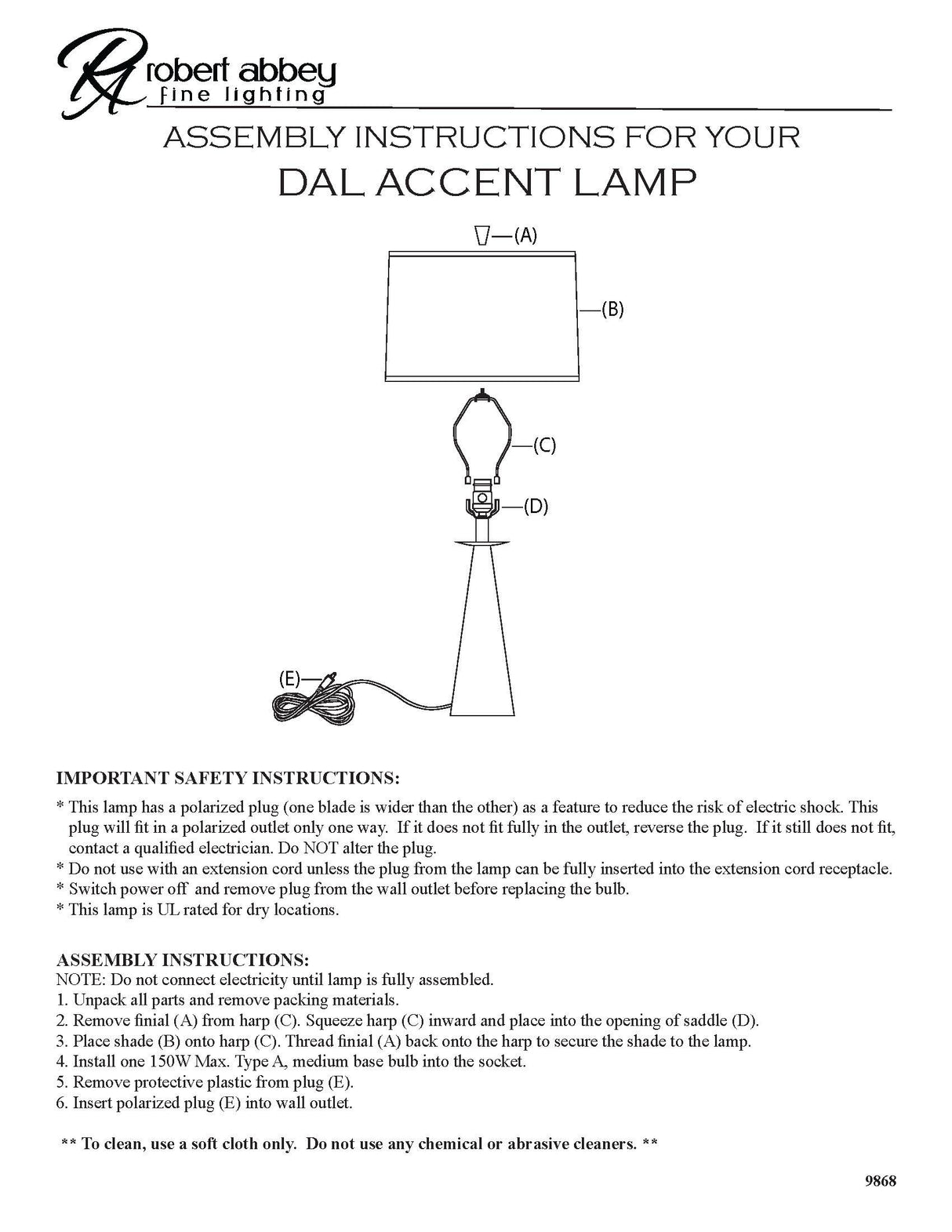Robert Abbey (Z9868) 4.5" x 23.25" DAL ACCENT LAMP