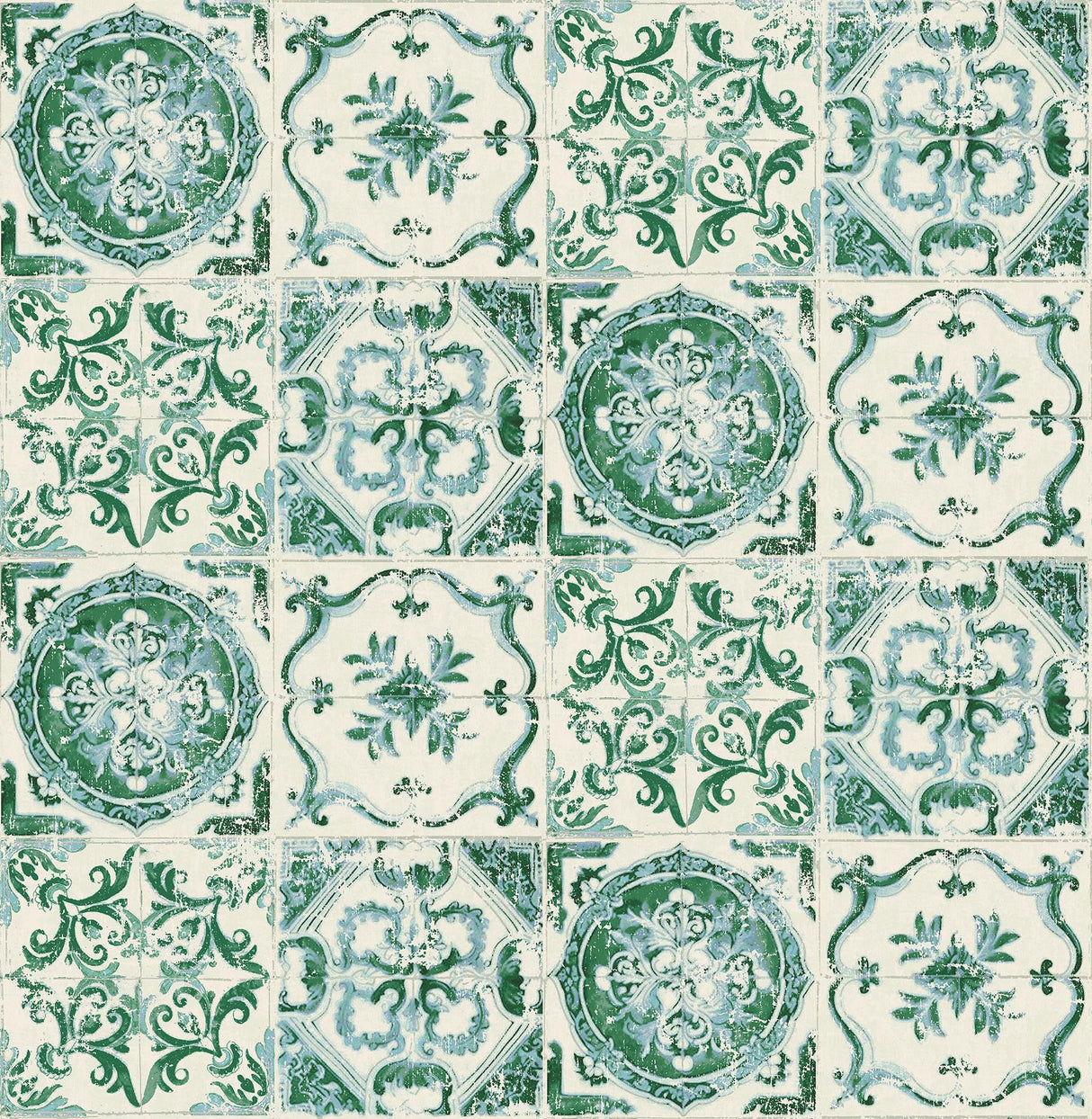Tommy Bahama Azulejos Jade Wallpaper