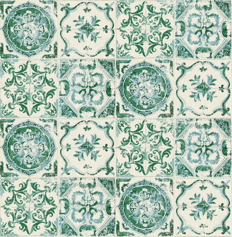 Tommy Bahama Azulejos Jade Wallpaper