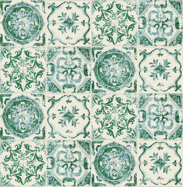 Tommy Bahama Azulejos Jade Wallpaper