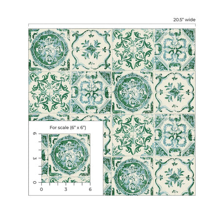 Tommy Bahama Azulejos Jade Wallpaper