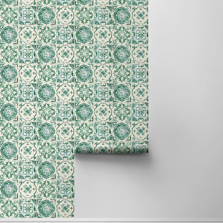 Tommy Bahama Azulejos Jade Wallpaper