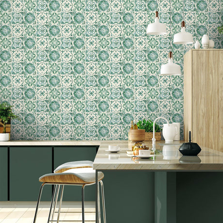 Tommy Bahama Azulejos Jade Wallpaper