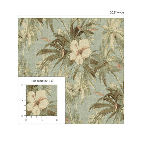 Tommy Bahama Coastal Garden Seaspray Wallpaper