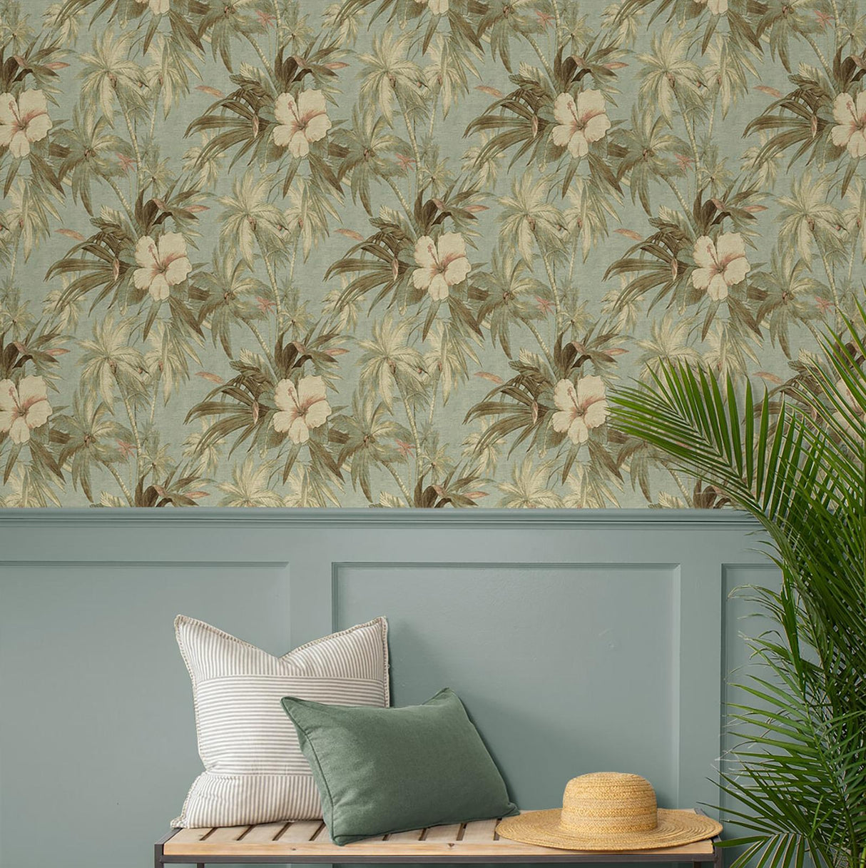 Tommy Bahama Coastal Garden Seaspray Wallpaper