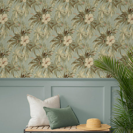 Tommy Bahama Coastal Garden Seaspray Wallpaper