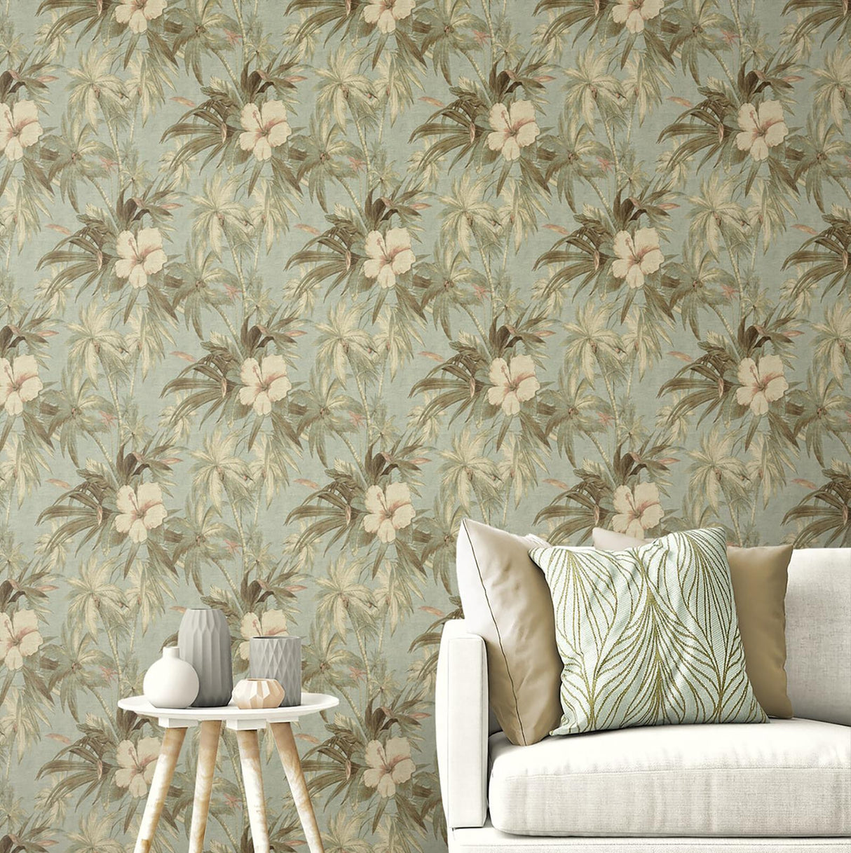 Tommy Bahama Coastal Garden Seaspray Wallpaper