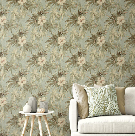Tommy Bahama Coastal Garden Seaspray Wallpaper