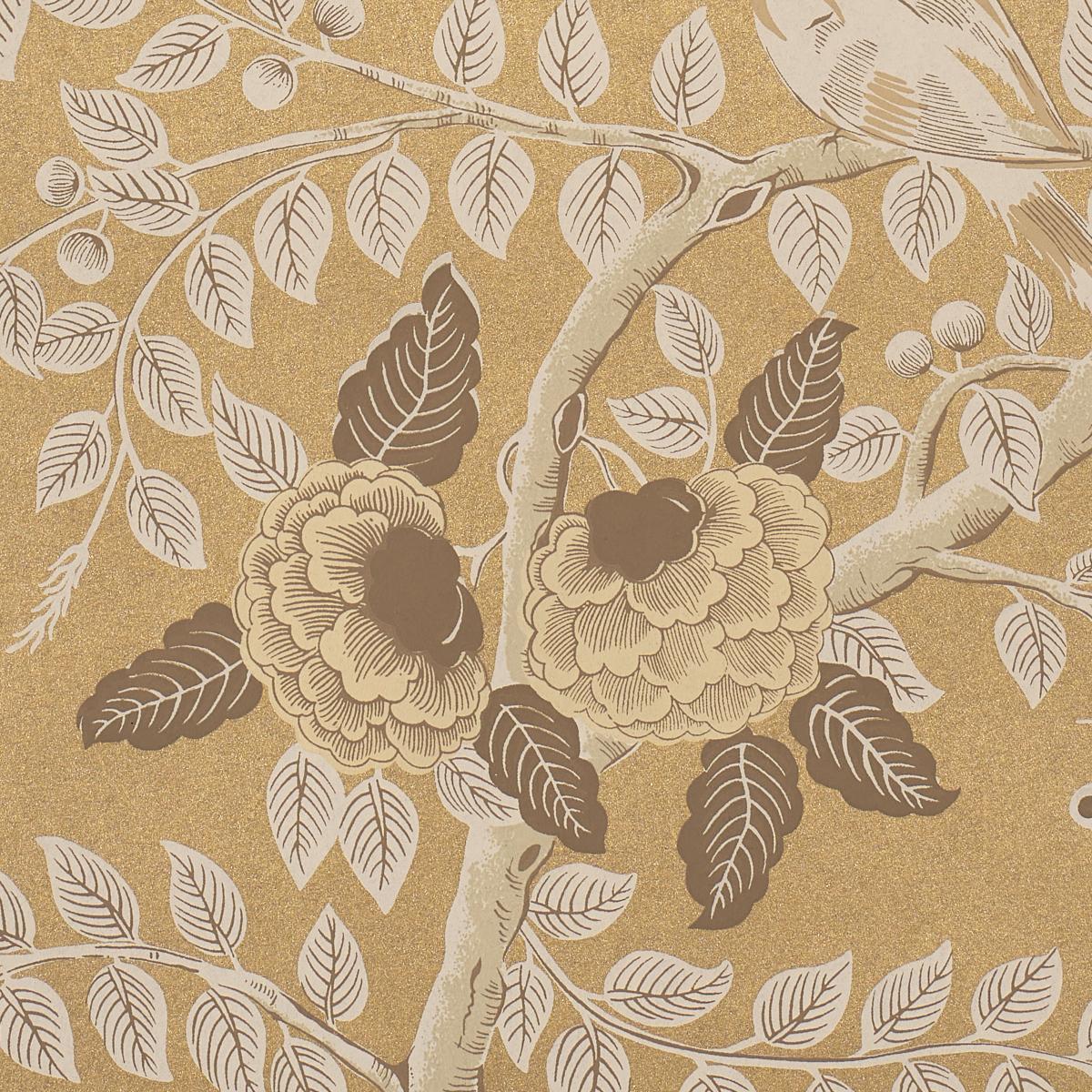 Schumacher Tole Bird Gold Wallpaper