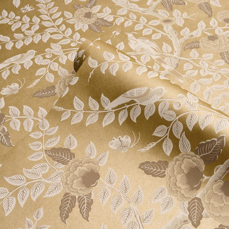 Schumacher Tole Bird Gold Wallpaper