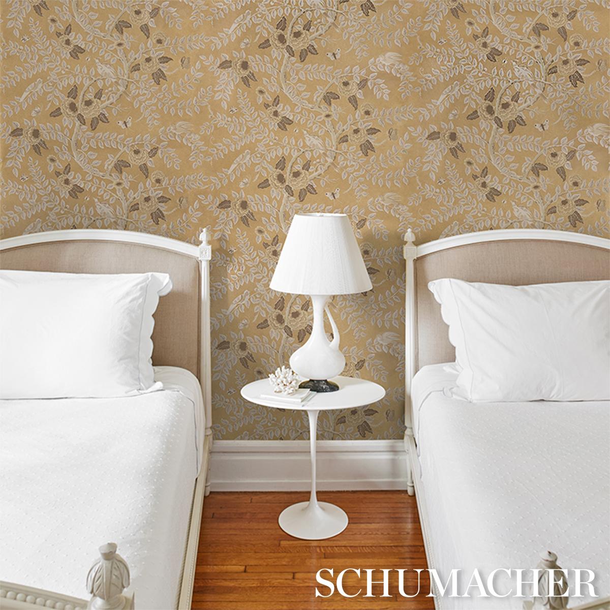 Schumacher Tole Bird Gold Wallpaper