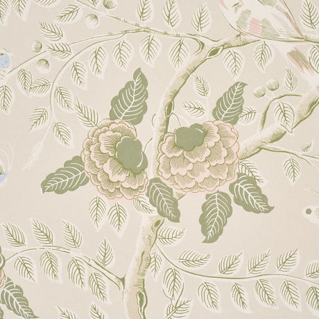 Schumacher Tole Bird Petal Wallpaper