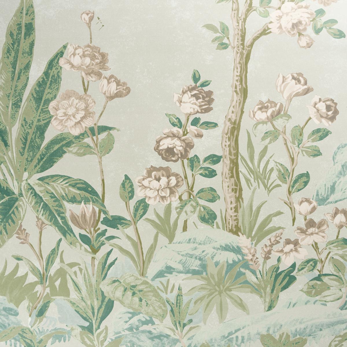 Schumacher Charlotte'S Garden 2 Panel Set Celadon Wallpaper