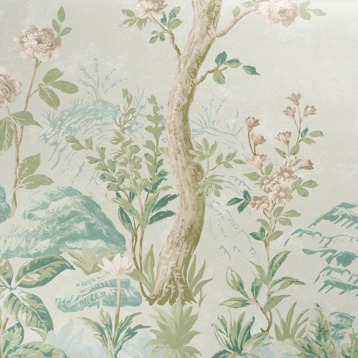 Schumacher Charlotte'S Garden 2 Panel Set Celadon Wallpaper