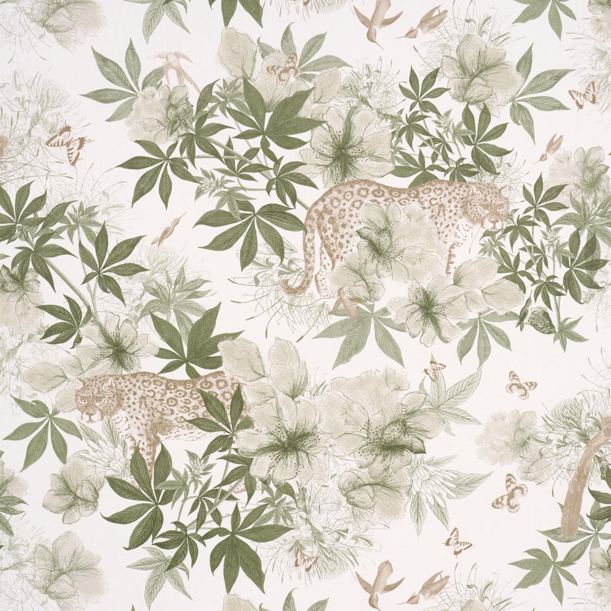 Schumacher Nocturnum Ivory & Olive Wallpaper