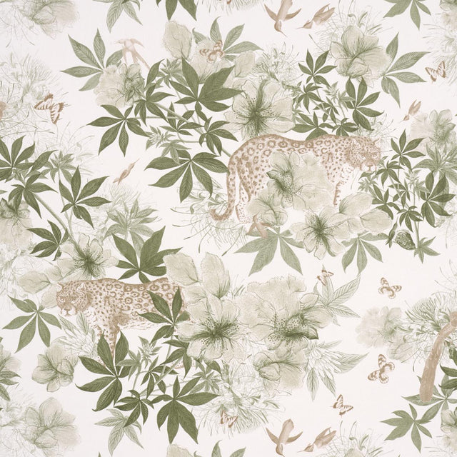 Schumacher Nocturnum Ivory & Olive Wallpaper