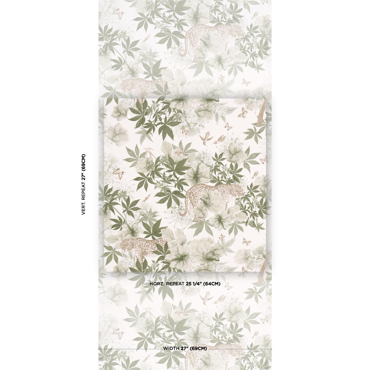 Schumacher Nocturnum Ivory & Olive Wallpaper