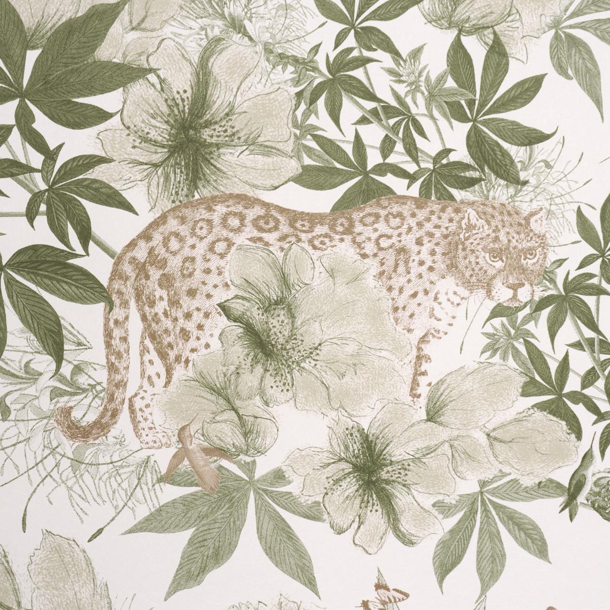 Schumacher Nocturnum Ivory & Olive Wallpaper