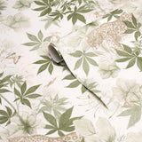 Schumacher Nocturnum Ivory & Olive Wallpaper
