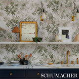 Schumacher Nocturnum Ivory & Olive Wallpaper