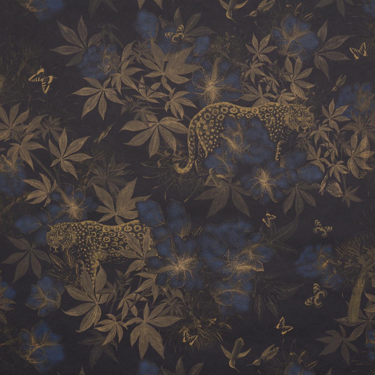 Schumacher Nocturnum Indigo & Ochre Wallpaper