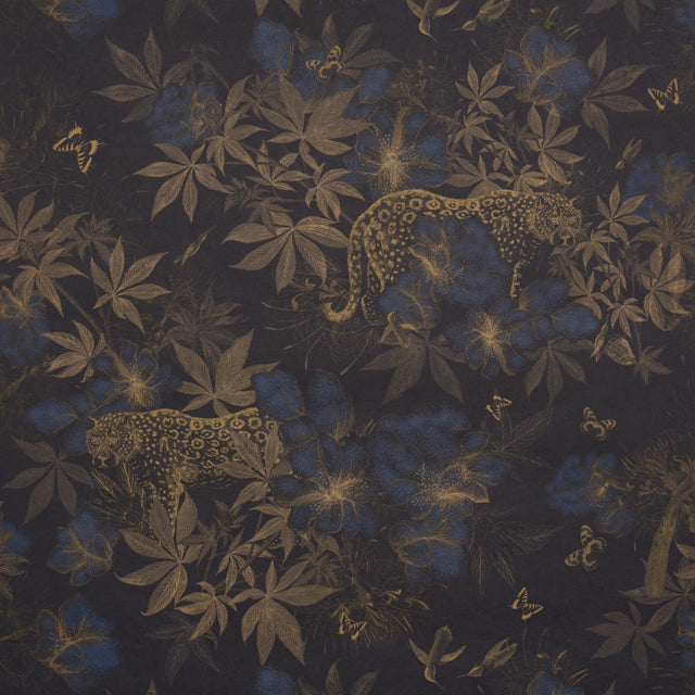 Schumacher Nocturnum Indigo & Ochre Wallpaper