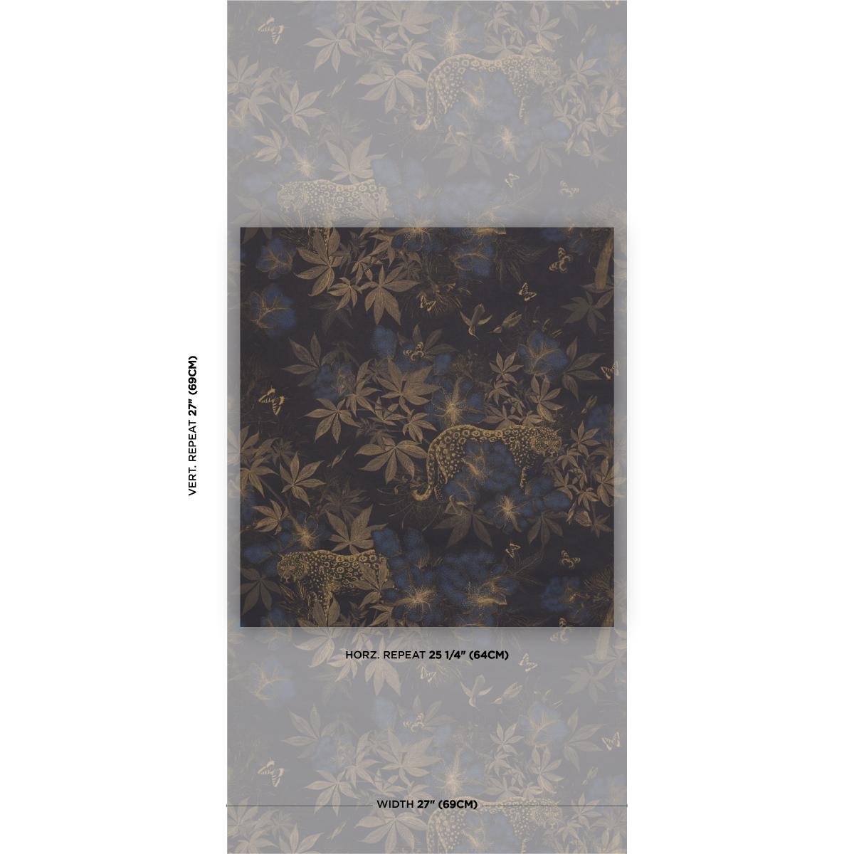 Schumacher Nocturnum Indigo & Ochre Wallpaper