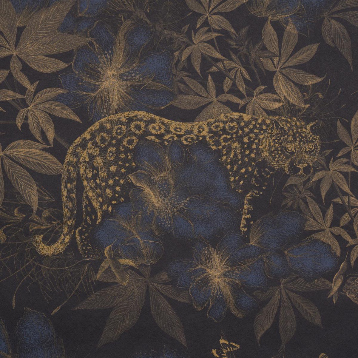 Schumacher Nocturnum Indigo & Ochre Wallpaper