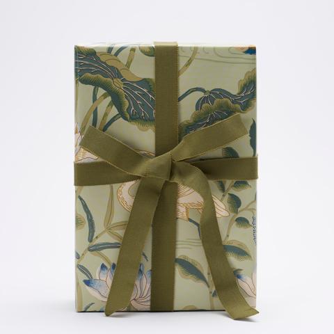 Schumacher Aqua 37" x 24" Lotus Garden Wrapping Paper