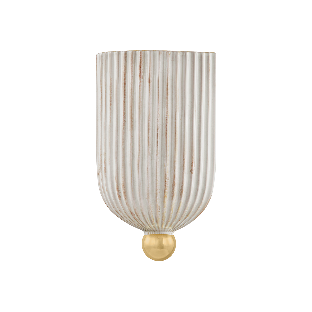 Mitzi Amira AGED BRASS/CERAMIC FLUTED CREAM 6.25W x 10.25H Wall Sconce