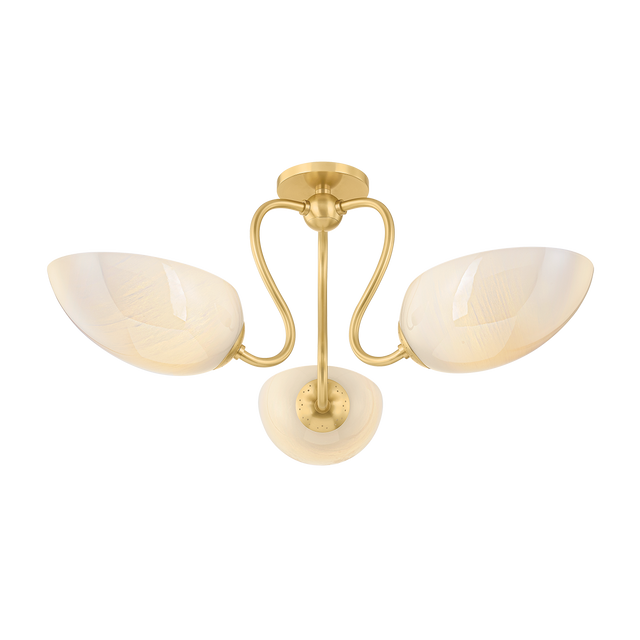 Mitzi REVA AGED BRASS 27.5W x 11.75H Semi-Flush Mount