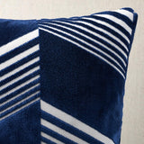 Schumacher Navy On White 18" x 18" Jessie Cut Velvet Pillow