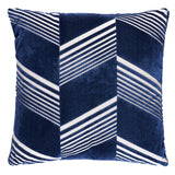 Schumacher Navy On White 22" x 22" Jessie Cut Velvet Pillow
