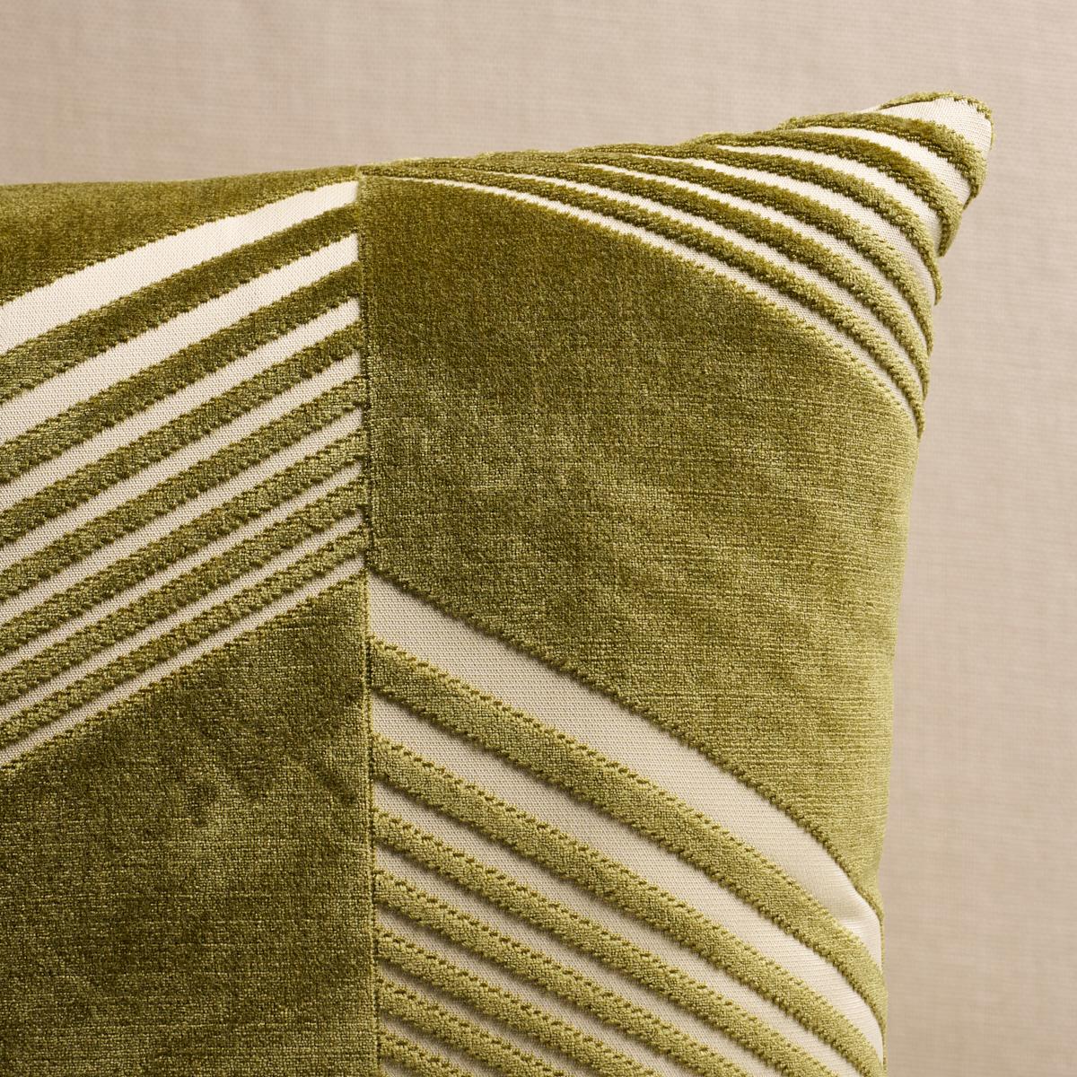 Schumacher Olive 20" x 20" Jessie Cut Velvet Pillow