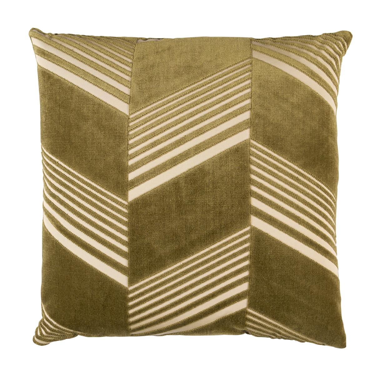 Schumacher Olive 22" x 22" Jessie Cut Velvet Pillow