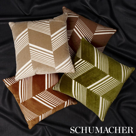 Schumacher Olive 22" x 22" Jessie Cut Velvet Pillow