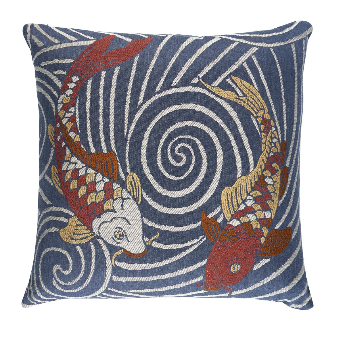 Schumacher Indigo 20" x 20" Koi Fish Pillow