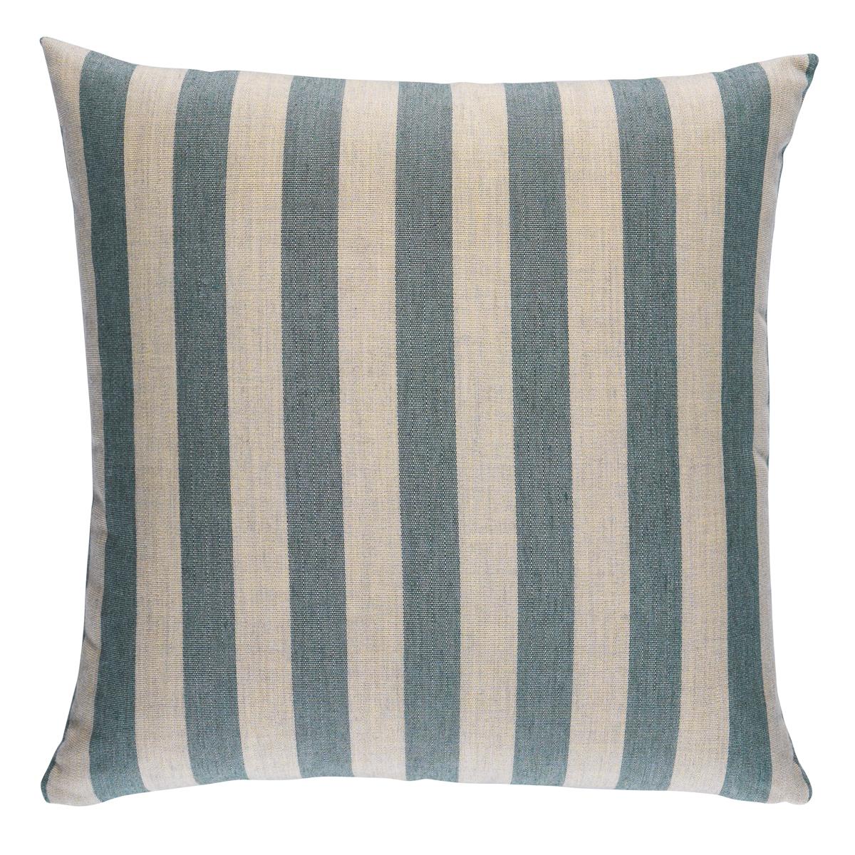 Schumacher Teal 18" x 18" Hanson I/O Stripe Pillow