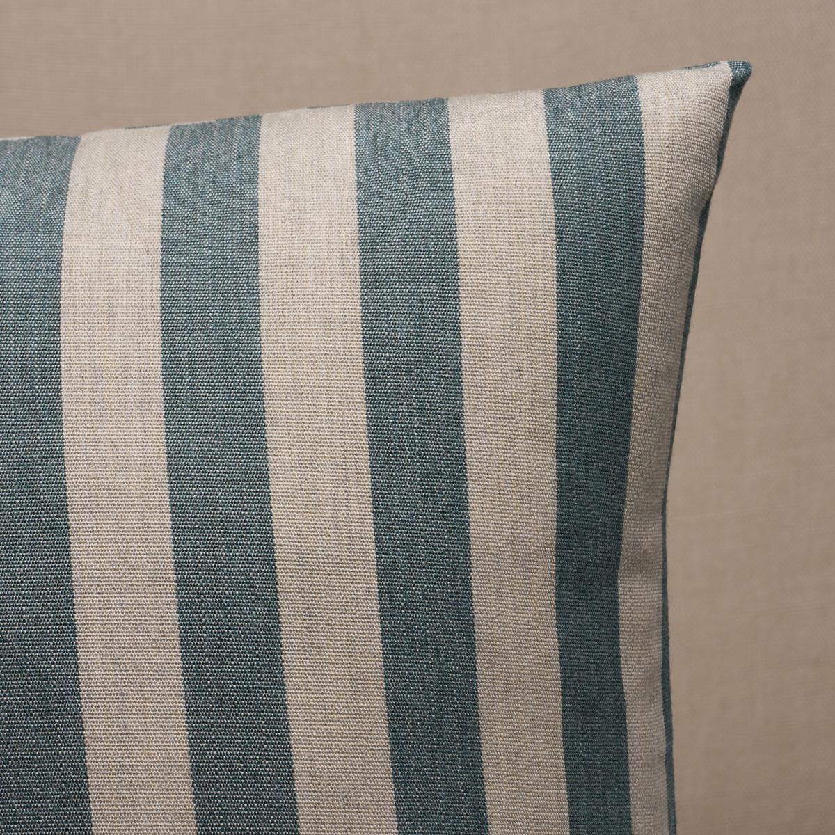 Schumacher Teal 20" x 20" Hanson I/O Stripe Pillow