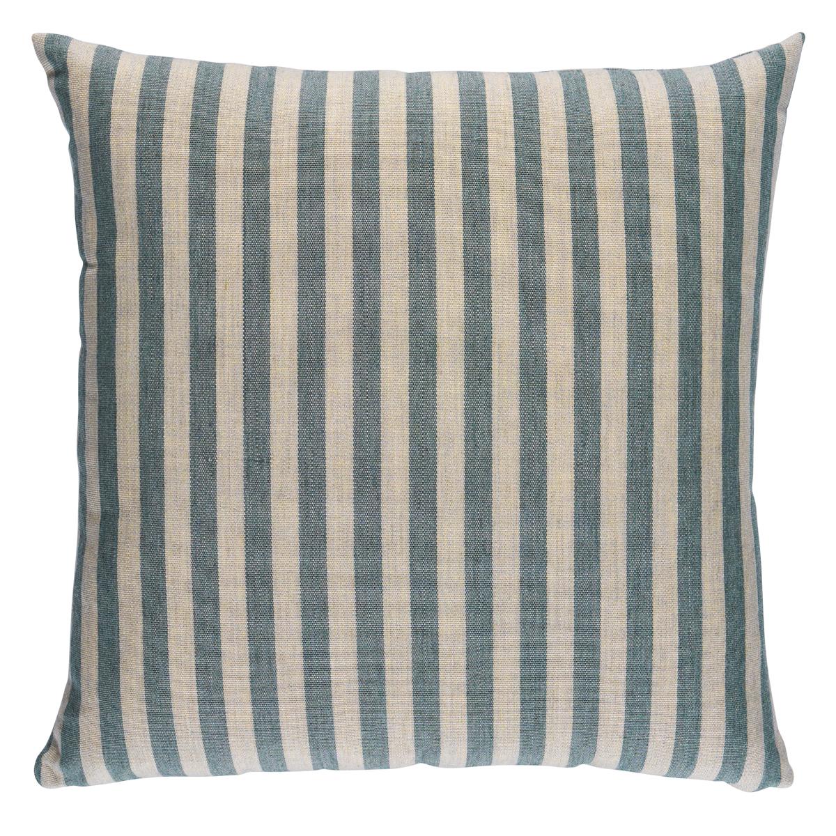 Schumacher Teal 22" x 22" Hanson I/O Stripe Pillow