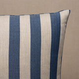 Schumacher Navy 18" x 18" Hanson I/O Stripe Pillow
