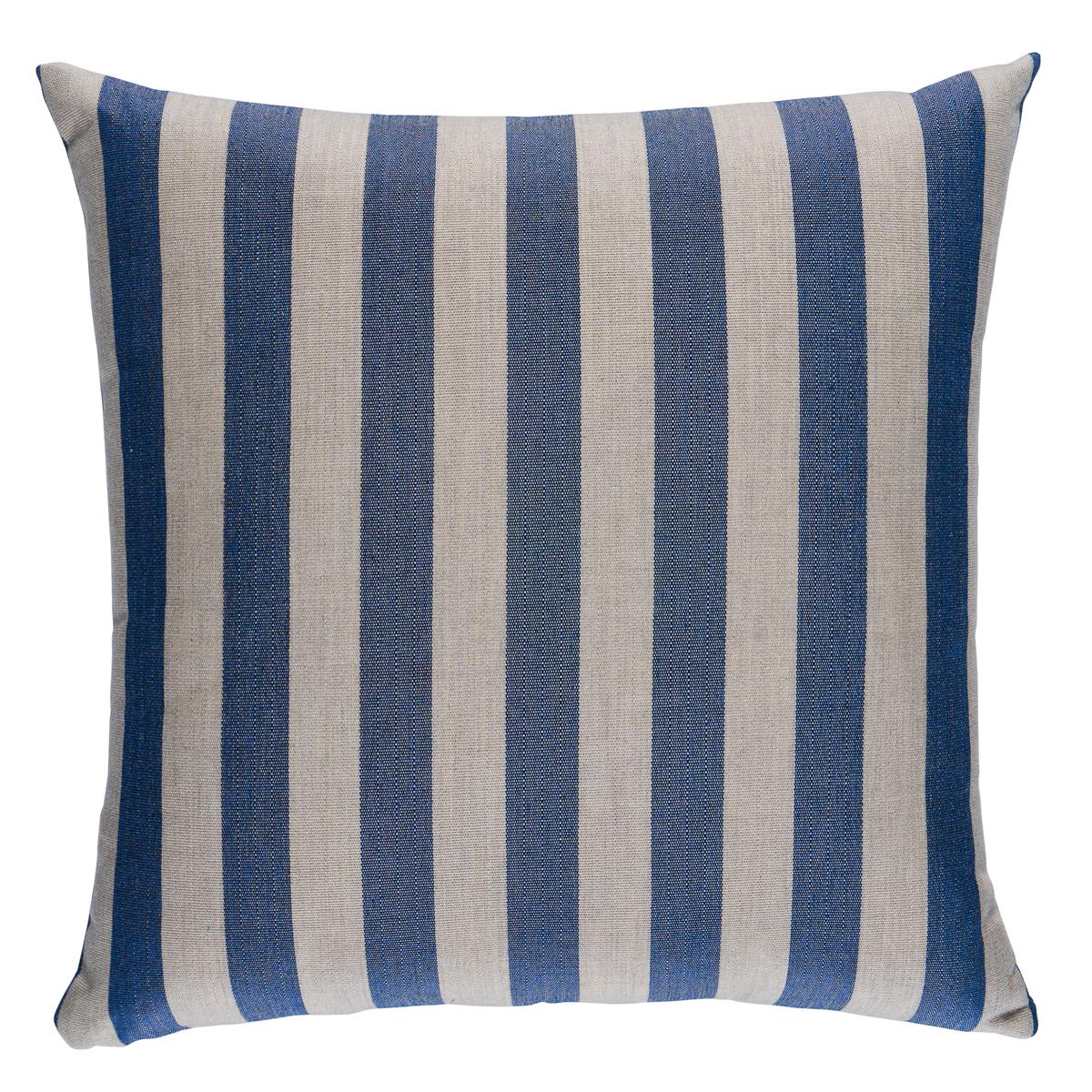 Schumacher Navy 20" x 20" Hanson I/O Stripe Pillow