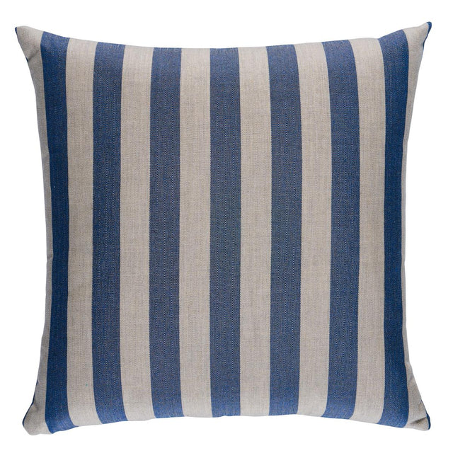 Schumacher Navy 20" x 20" Hanson I/O Stripe Pillow