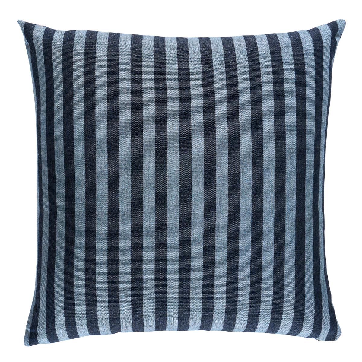 Schumacher Navy 20" x 20" Hanson I/O Stripe Pillow