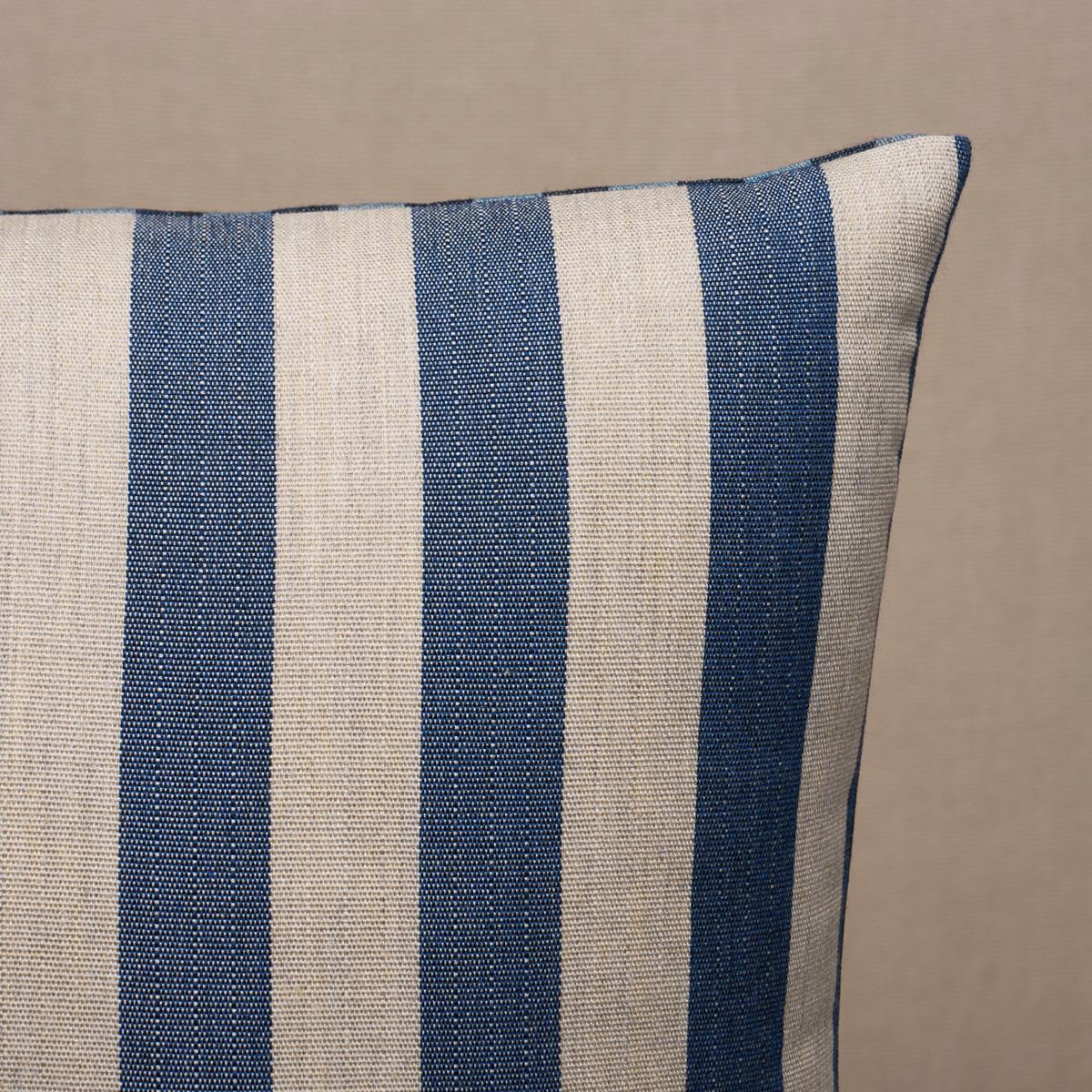Schumacher Navy 22" x 22" Hanson I/O Stripe Pillow