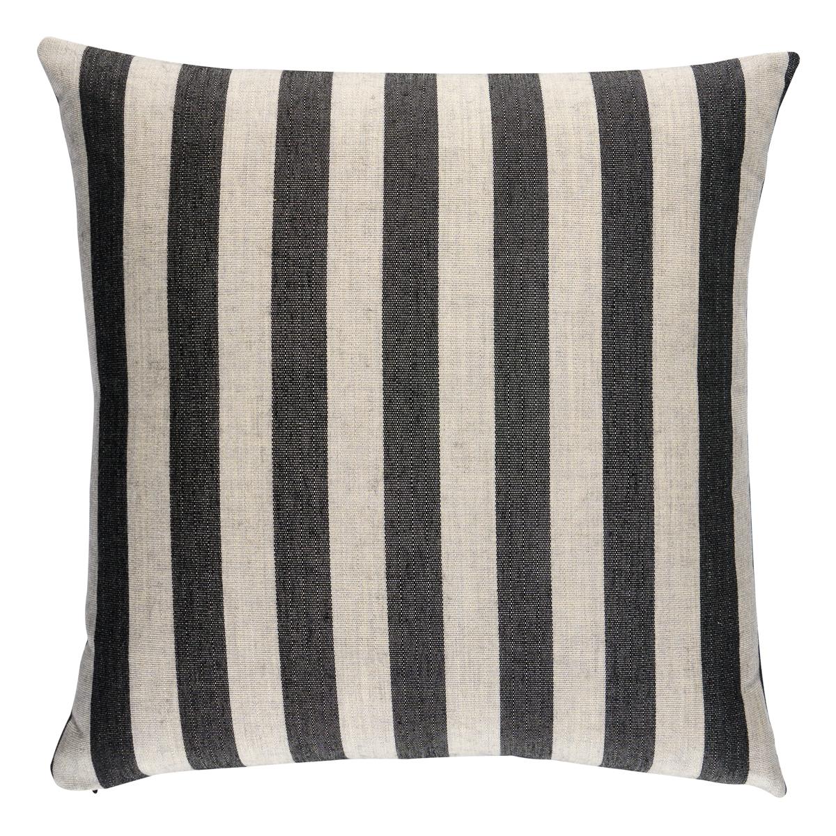 Schumacher Black 18" x 18" Hanson I/O Stripe Pillow