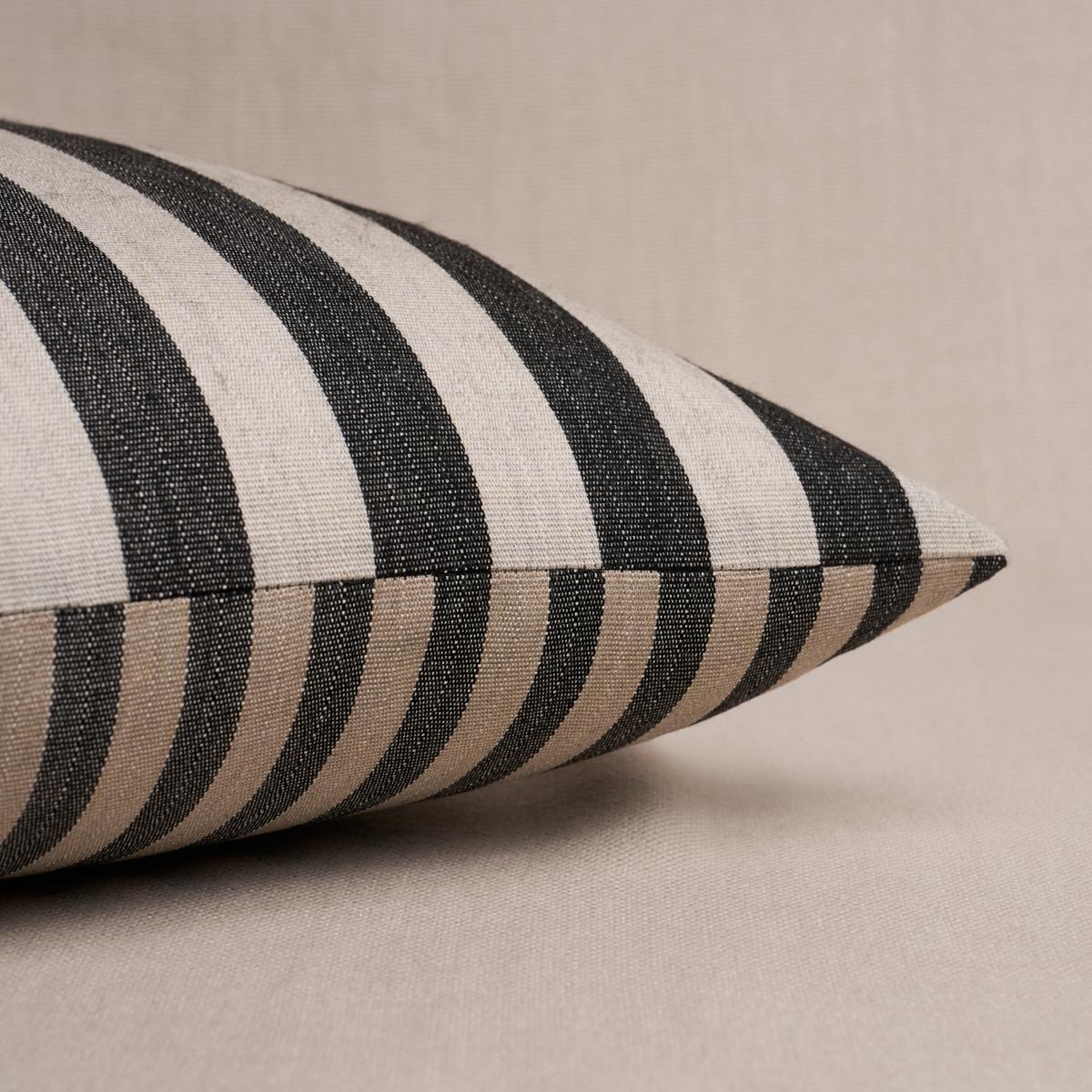 Schumacher Black 18" x 18" Hanson I/O Stripe Pillow