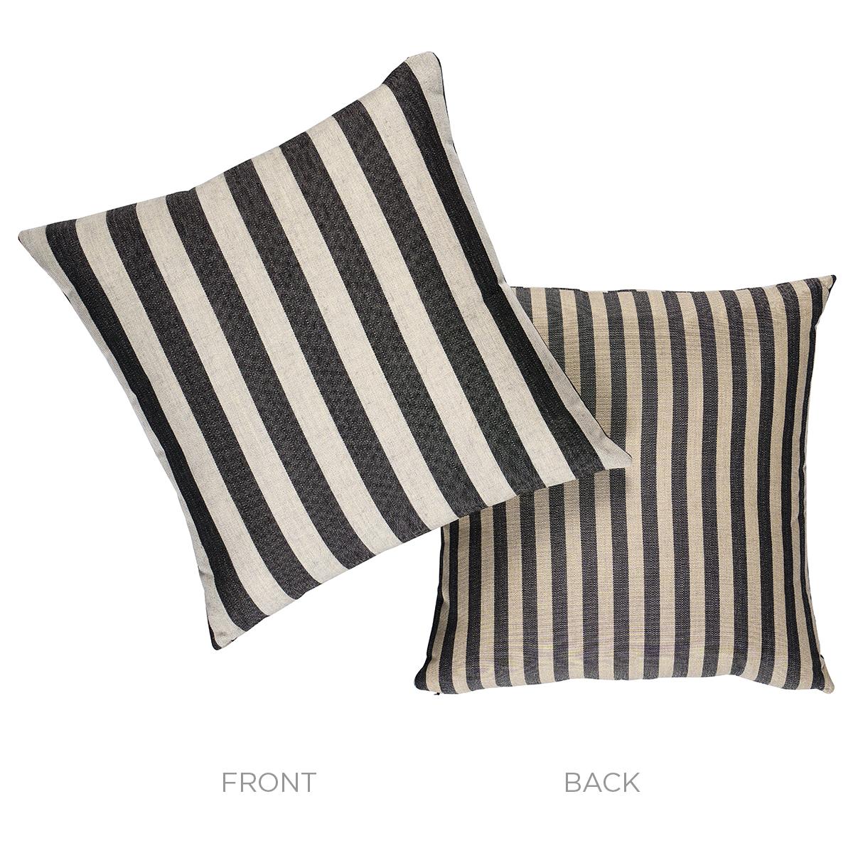 Schumacher Black 22" x 22" Hanson I/O Stripe Pillow