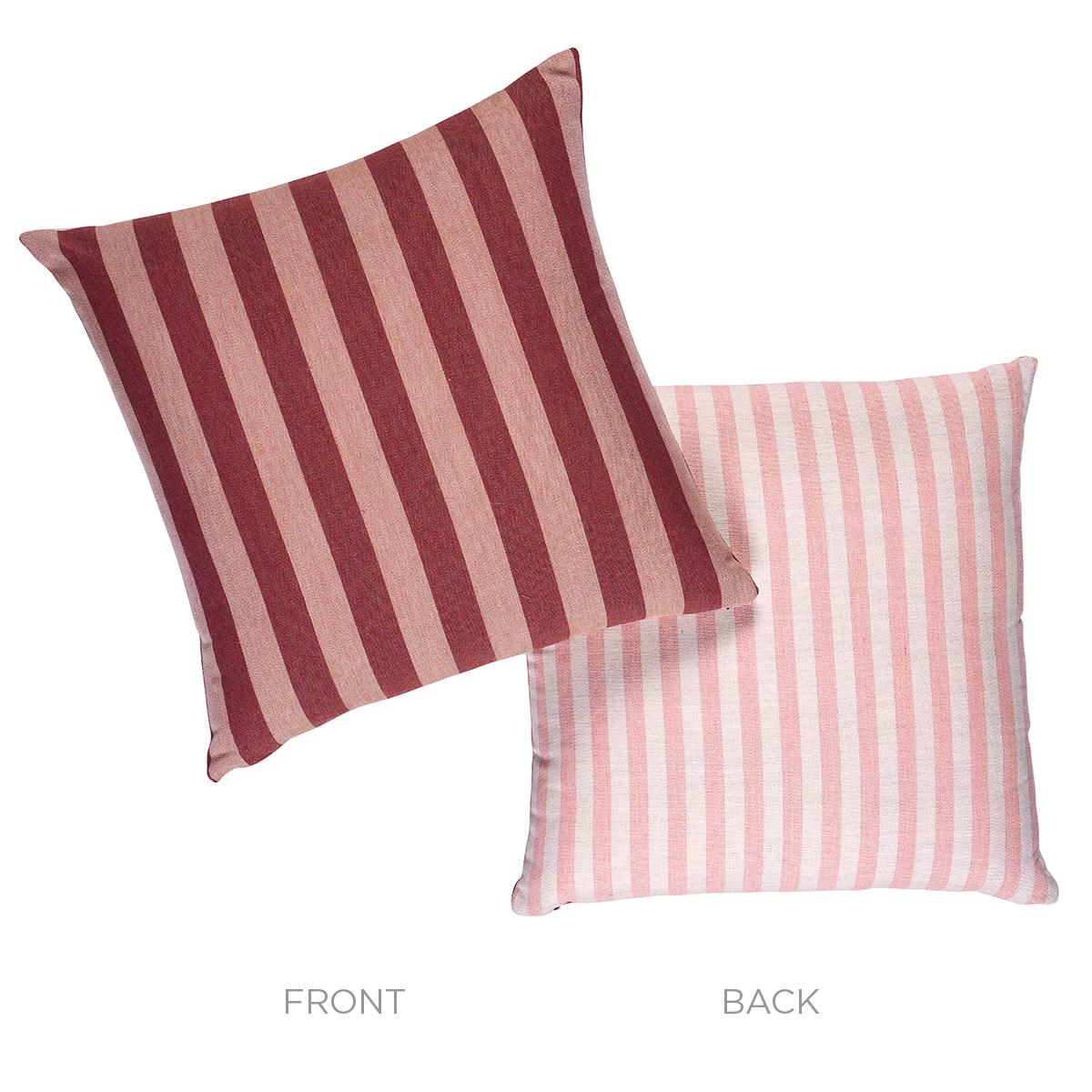 Schumacher Raspberry 18" x 18" Hanson I/O Stripe Pillow