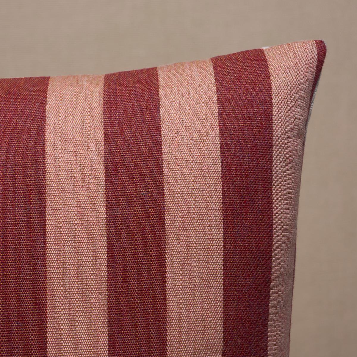 Schumacher Raspberry 18" x 18" Hanson I/O Stripe Pillow